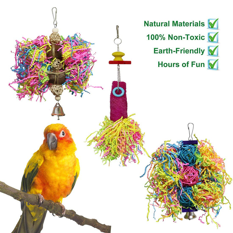 [Australia] - BWOGUE Bird Chewing Toys Parrot Shredder Toy Shred Foraging Hanging Cage Toy for Conure Cockatiel African Grey Amazon (3 Pack) 