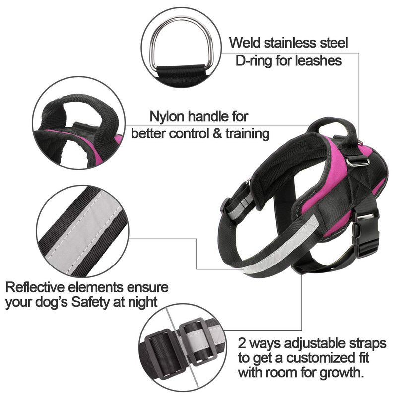 [Australia] - Bolux Service Dog Harness, Easy On and Off Pet Vest Harness, 3M Reflective Breathable and Easy Adjust Pet Halters with Nylon Handle for Small Medium Large Dogs - No More Pulling, Tugging or Choking XL:(chest 25.2-33''/neck 23.6-28.3'') Rose 