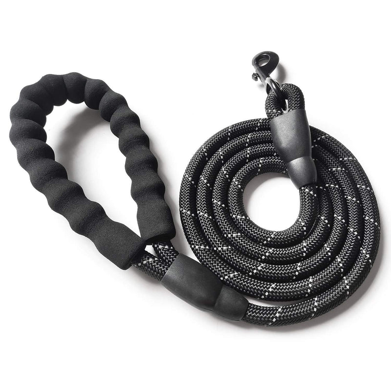VLDCO 10ft Dog Leash Extra Heavy Duty Climbing Rope Comfortable Padded Handle Highly Reflective Threads for Small Medium Large Dogs 1/2" Diameter (Black) Black Black - PawsPlanet Australia
