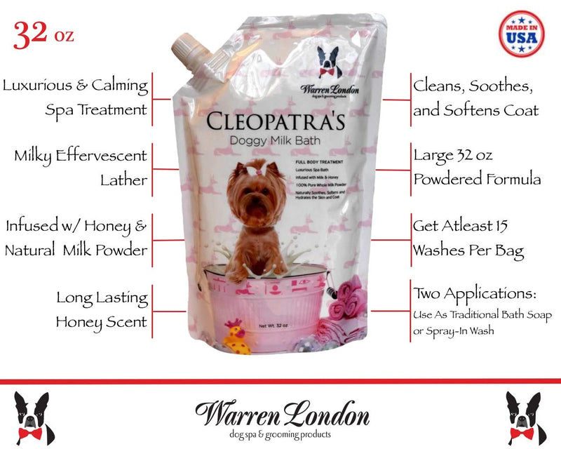 [Australia] - Warren London Cleopatra's Doggy Milk Bath - Luxurious Spa Formula That Cleans, Soothes, Softens - Soak or Spray On - 32oz 