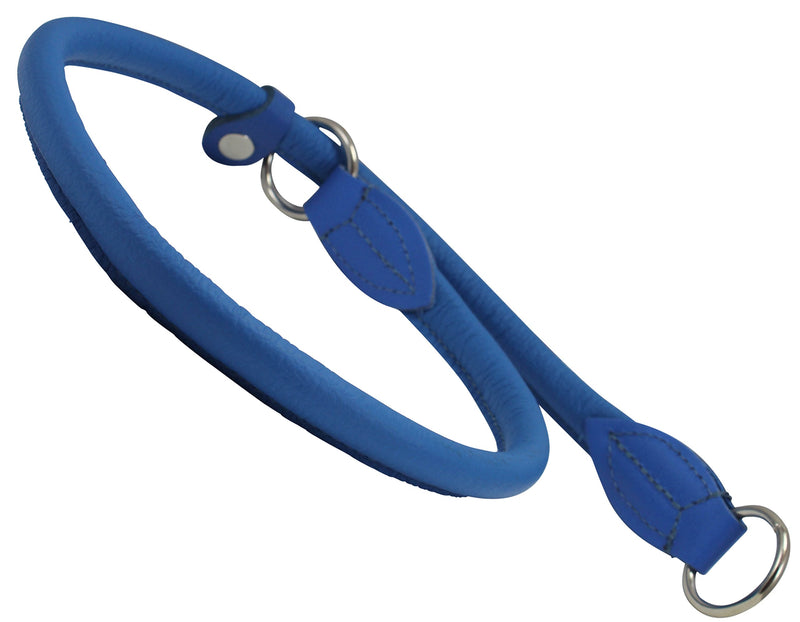 [Australia] - Round Genuine Rolled Leather Choke Dog Collar Blue 26" Long 