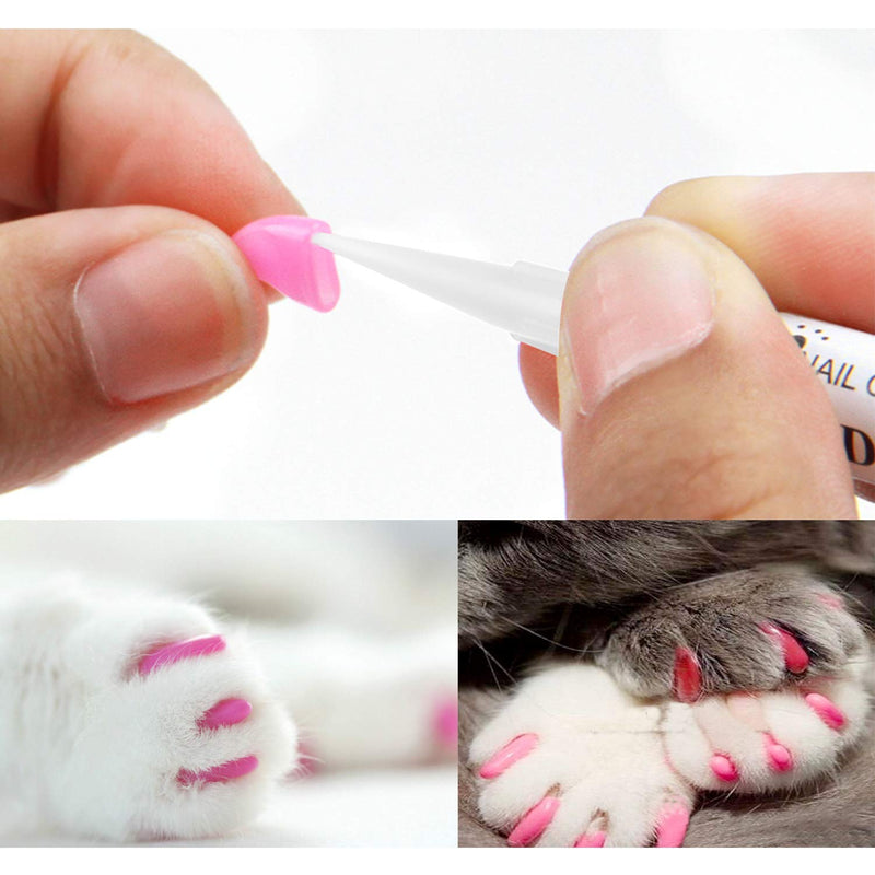 [Australia] - Lattook Pet Cat Nail Caps, Soft Kitten Soft Claws Covers Control Paws, Colorful Kitty Nails Caps + Adhesive Glue + Applicator with Instructions M - Medium Black-M-212 