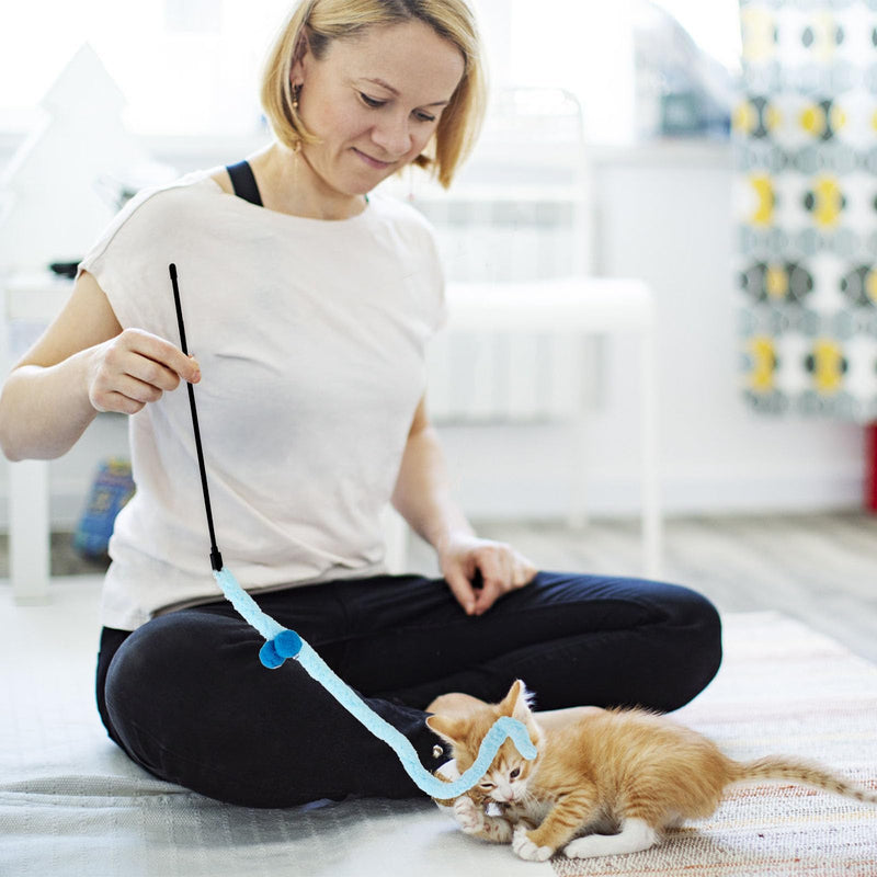 cobee Cat Magic Wand Rainbow Toy, 3pcs Rainbow Worm Toy Funny Colorful Fluffy Worms Wand for Kitten Training Cats Interactive Catcher Teaser Ribbon Exerciser - PawsPlanet Australia