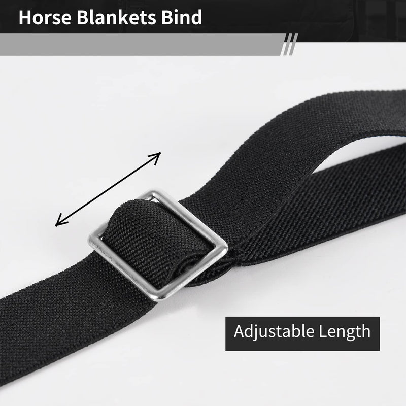 Premium Horse Blanket Sheet Leg Straps, Replacement Stretchy Belly Strap with Double Swivel Snaps, Adjustable Length from 24 to 42 Inch Black(2 Pcs) 2 Pcs - PawsPlanet Australia