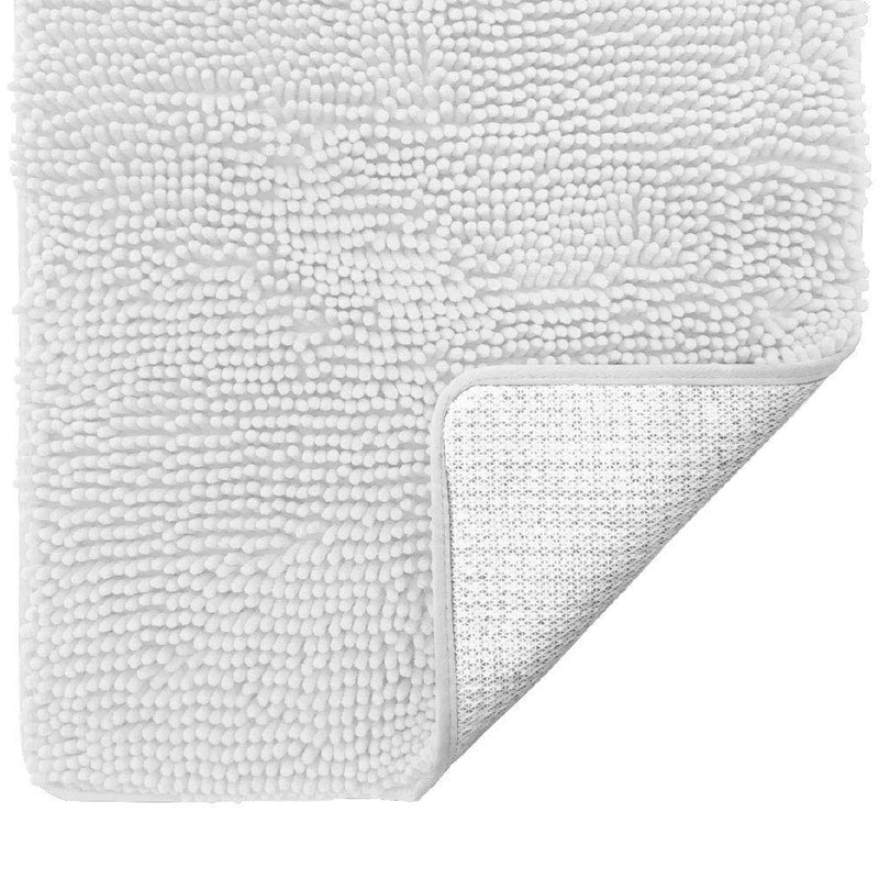 Gorilla Grip Chenille Bath Rug and Bath Pillow, Bath Rug Size 60x24 in White, and Bath Pillow Size 14.5x11 in White, 2 Item Bundle - PawsPlanet Australia