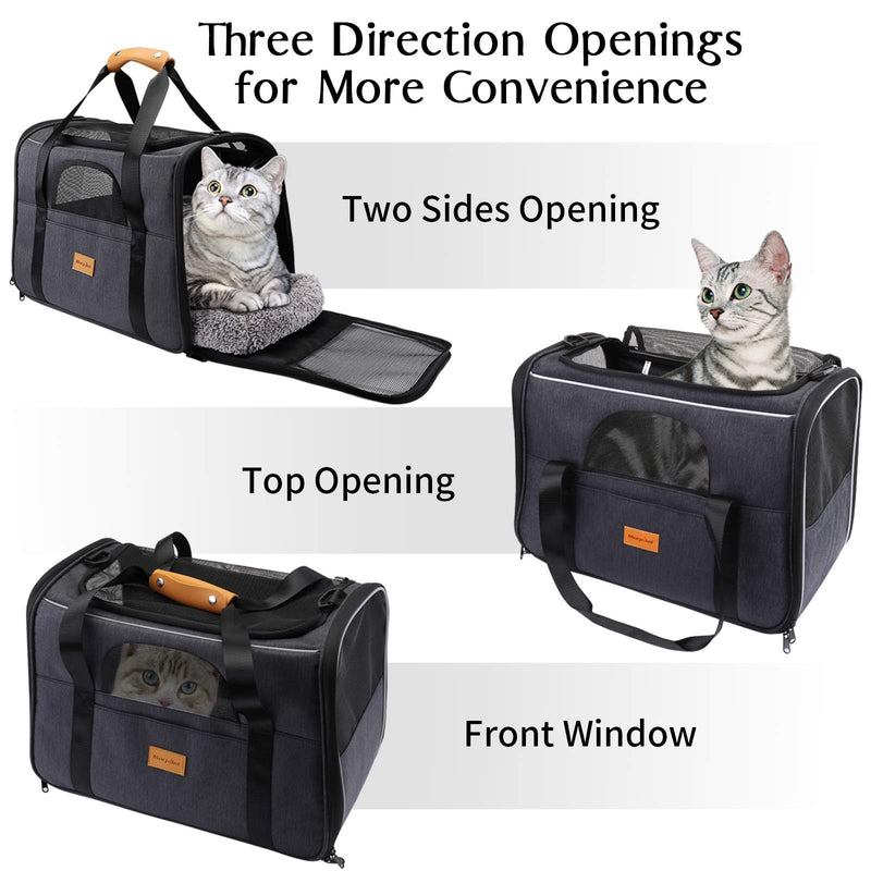 morpilot Cat Carrier, Portable Pet Carrier Bag for Cats and Small Dogs, Foldable Soft Sided Cat Transport Carrier, Airline Approved Pet Travel Carrier with Shoulder Strap, Removable Mat and Pet Bowl Medium Size - PawsPlanet Australia
