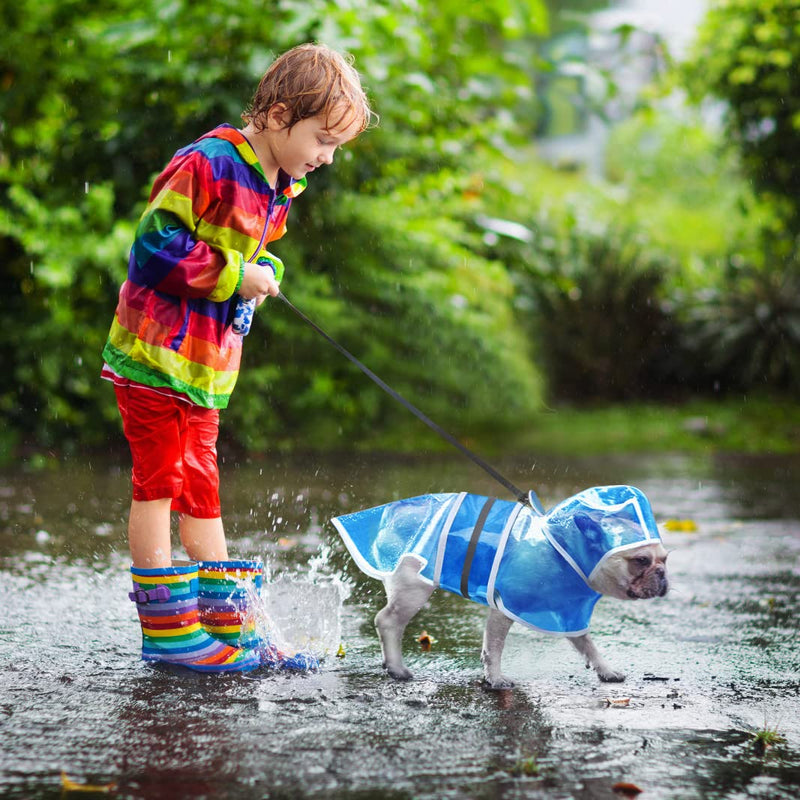 Idepet Dog Raincoat Dogs Rain Jacket Waterproof Pet Vest Dogs Rain Poncho Reflective Puppy Rain Hoodie with Safety Strip for Large Small Medium Dogs and Cats (XS, Blue) XS - PawsPlanet Australia