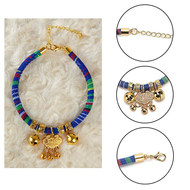Cat Collar with Bell and Lock Necklace Collar Ethnic Style Pet Collar Hand Woven Safety for Cat Pets - PawsPlanet Australia