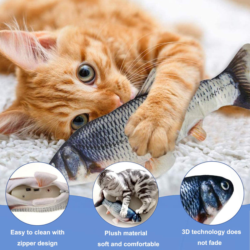 [Australia] - Realistic Moving Cat Kicker Fish Toy,Flopping Fish Cat Toy,Plush Interactive Cat Toys,Wiggle Fish Catnip Toys,Simulation Electric Doll Fish - Perfect for Cat Exercise Toys, Biting, Chewing and Kicking A 