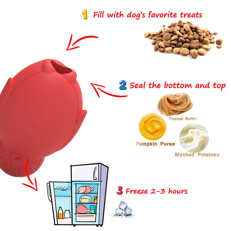 Penguin Durable Dog Chew Toys, Freezable Stuffable Puppy Treat Dispensing Chew Toys, Natural Rubber Interactive Puzzle Game Dog Toys for Small Medium Large Dogs, Fun to Chase and Fetch, Beef Flavor Red - PawsPlanet Australia