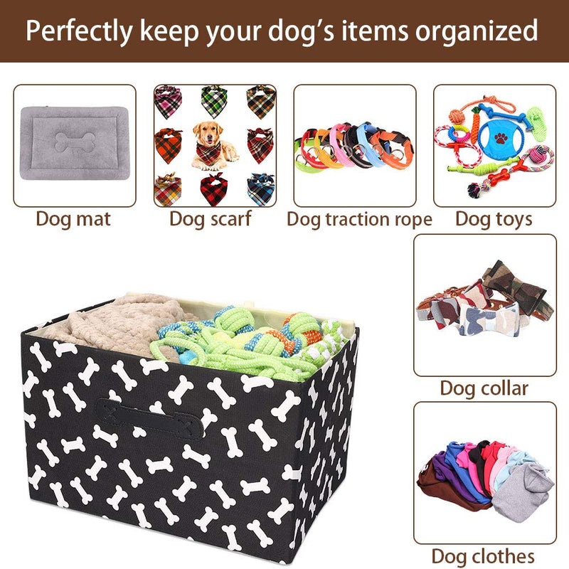 Fushida Foldable Dog Toys Storage Basket with Lid, Collapsible Canvas Pet Toy Storage Bin For Dogs Toys Food and Keepsakes (S, Y01) - PawsPlanet Australia