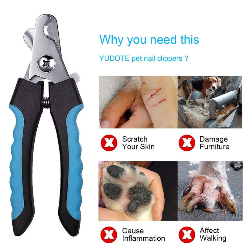 YUDOTE Pet Nails Clipper with File for Small Medium Large Dogs and Cats Claws Trimming,Stainless Steel Blade with Protective Guard and Safety Lock for Easy Home Clipping 16cm long,5cm wide Blue - PawsPlanet Australia