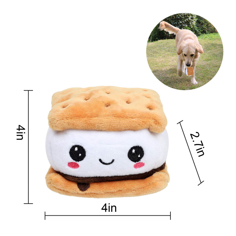 Fuyage Cream Smore Biscuit Squeaky Plush Dog Toy Stuffed Plush Toys for Puppy Small Medium Dogs - PawsPlanet Australia