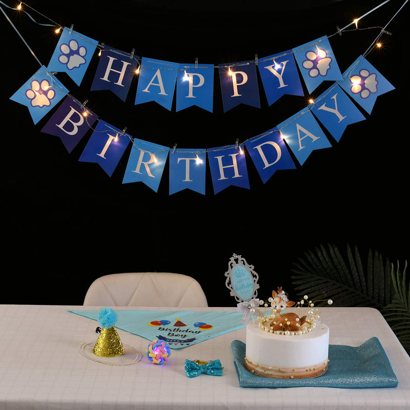 [Australia] - Cozifree Dog Birthday Bandana Girl Boy Birthday Party Supplies Decorations Birthday Outfit for Pet Puppy Cat 2Pcs Boy-Blue 