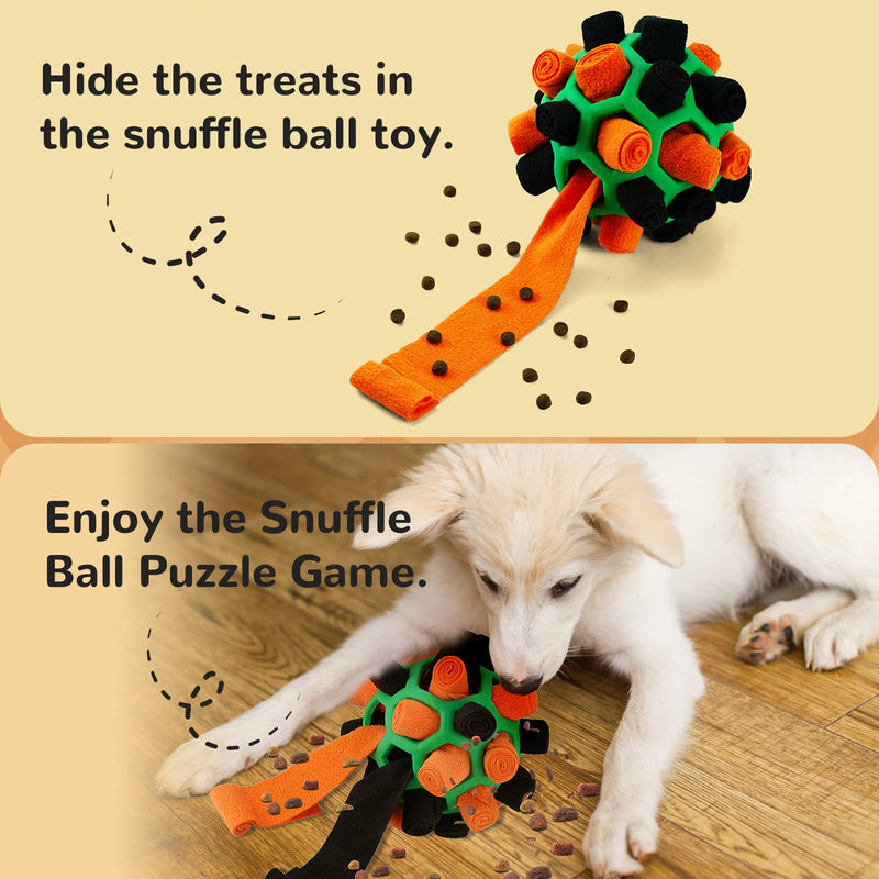 Larimuer Snuffle Ball for Dogs, Sniffing Carpet Snuffle Toy Interactive Dog Toy Portable Pet Snuffle Ball Toy for Small Medium Dogs Pet (Orange and Black) Red and Green - PawsPlanet Australia