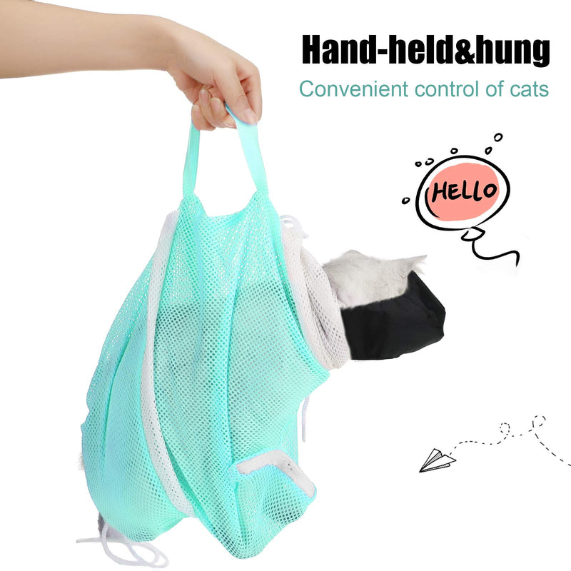 Weewooday 4 Pieces Cat Bathing Bag with Calming Muzzle Cat Muzzle Cat Cleaning Shower Bag Adjustable Cat Grooming Bag Scratch-Resistant for Cat's Bathing Nail Trimming Ear Cleaning - PawsPlanet Australia