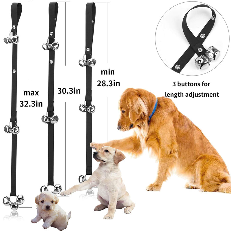 Luckyiren Upgraded Puppy Bells Dog Doorbells for Door Knob/Potty Training/Go Outside-Dog Bells for Puppies Dogs Doggy Doggie Pooch Pet Cat for Dog Lovers-Premium Quality-3 Snaps for Length Adjustment Black - PawsPlanet Australia