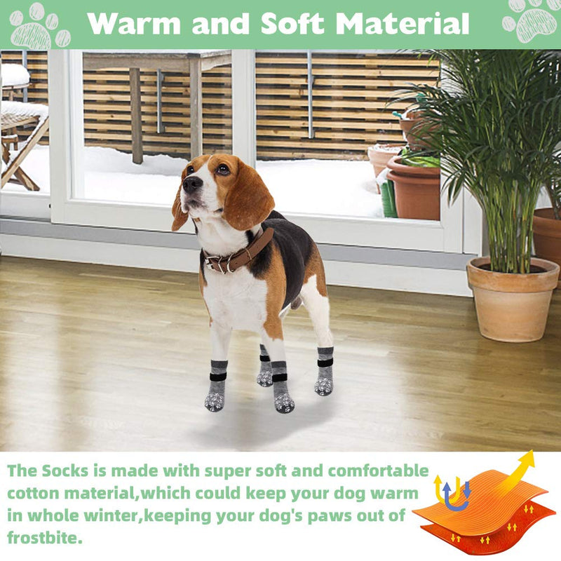 EXPAWLORER Anti-Slip Dog Socks Super Warm Durable Dog Boots Adjustable Soft and Comfortable Winter Paw Protector for Small Medium Large Dog Wearing. L - PawsPlanet Australia