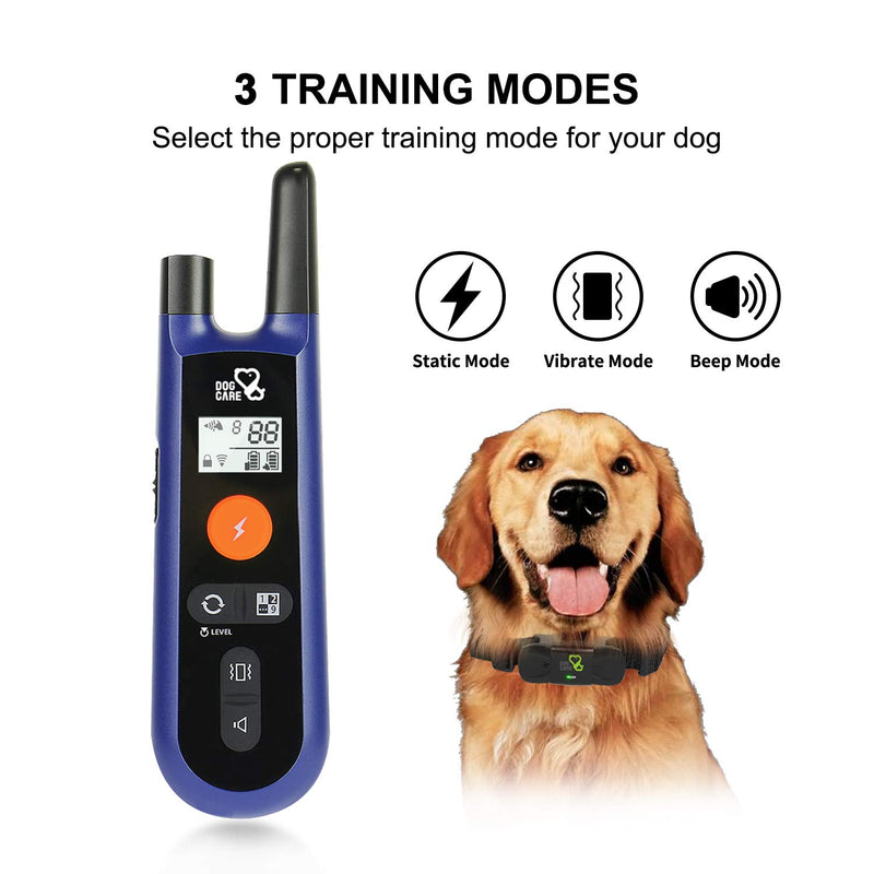 [Australia] - DOG CARE Dog Training Collar - Dog Shock Collar w/3 Training Modes, Beep, Vibration and Shock, IP65 Waterproof Training Collar, Up to 1000Ft Remote Range, 0-99 Shock Levels Dog Training Set 