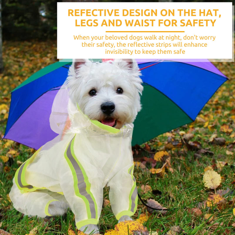 MORVIGIVE Transparent Dog Raincoat, Waterproof Dog Rain Poncho Slicker 4-Leg Puppy Rain Hoodie, Lightweight Pet Rainwear Jacket with Hood, Reflective Strip & Leash Hole for Small Dogs Medium Green - PawsPlanet Australia