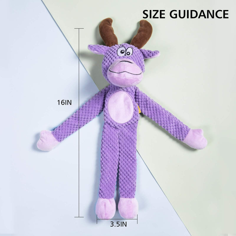 PETSVILLE Soft Plush Long Body Squeaky Chew Toys for Dogs with Cute Animal Design (Coffee/Purple) Coffee/Purple - PawsPlanet Australia