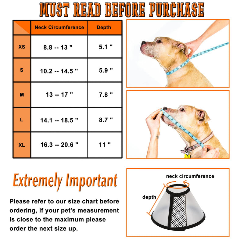 Care4U Dog Cone Collar Soft, Cat Cone Collar for After Surgery Anti-Bite Lick,Elizabethan Collar for Large Dogs Medium Dogs Small Dogs,Translucent Reusable Soft Dog Cone 10.2-13" - PawsPlanet Australia