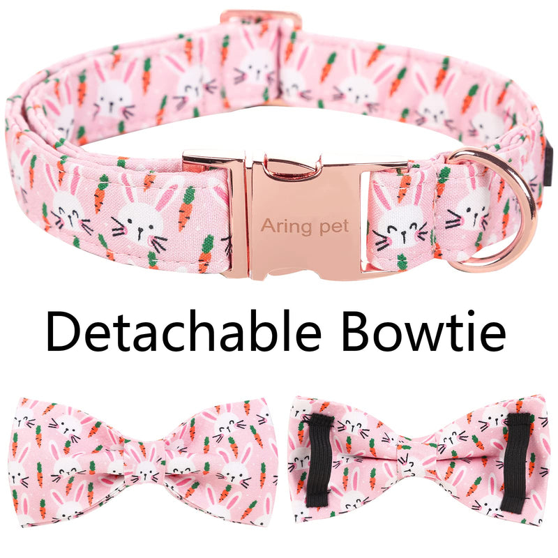 ARING PET Easter Dog Collar-Cute Rabbit Dog Collar with Bow, Cotton Adjustable Carrots Dog Collars with Metal Buckle for Small Medium Large Dogs L A:Rabbit Carrot - PawsPlanet Australia