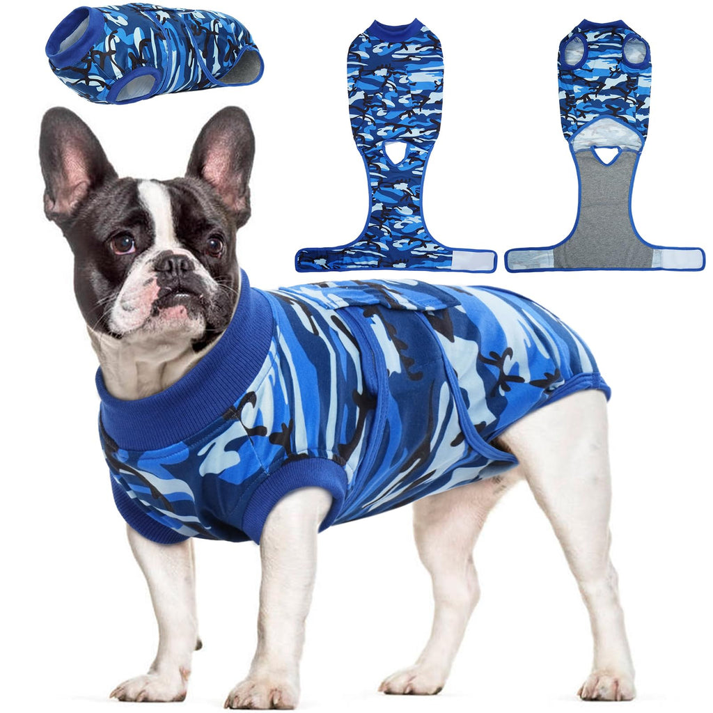 Kuoser Dog Bodysuit after Surgery - Camouflage Dog Bodysuit after Castration Medical Body Dog Breathable Surgery Body Dog Castration Female/Male Alternative to the Protective Collar for Dogs XS Blue Camouflage Color - PawsPlanet Australia