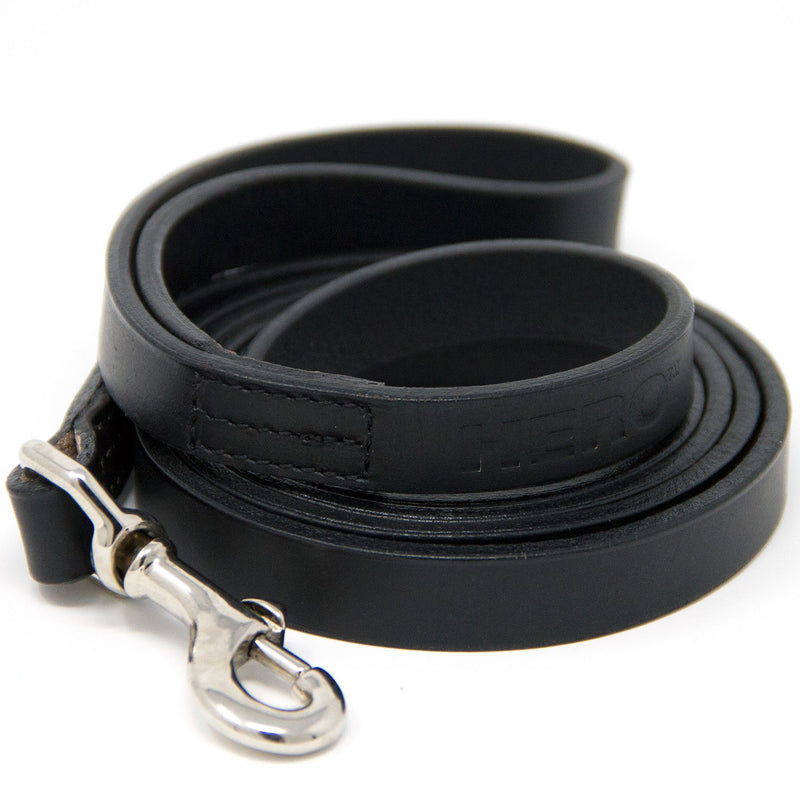 [Australia] - Hero Leather Training Leash - 6 Foot Black 