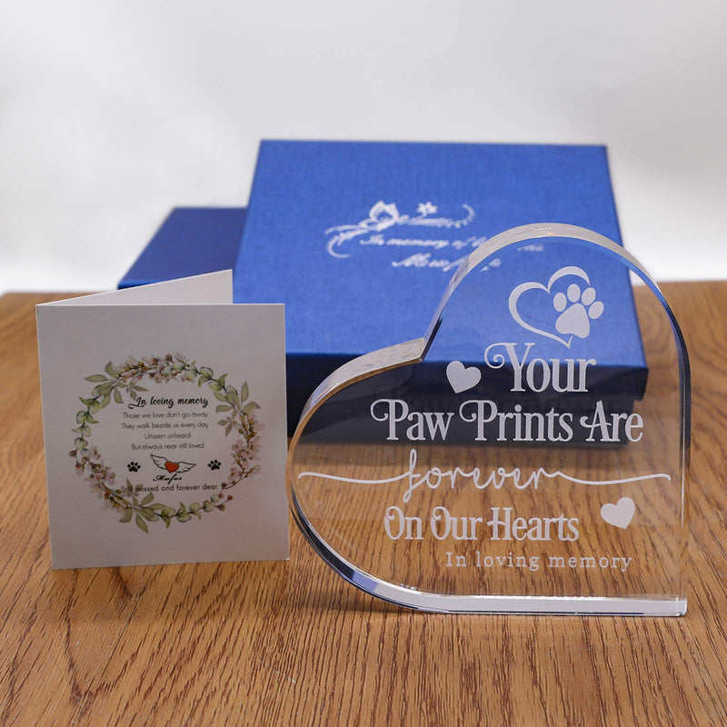 Hotme Pet Loss Gifts, Crystal Memorial Heart for Loss of Dog or Cat Sympathy Gifts, Dog Memorial Gifts, Cat Memorial Gifts, Pet Bereavement Gift, Dog Remembrance Gift - PawsPlanet Australia