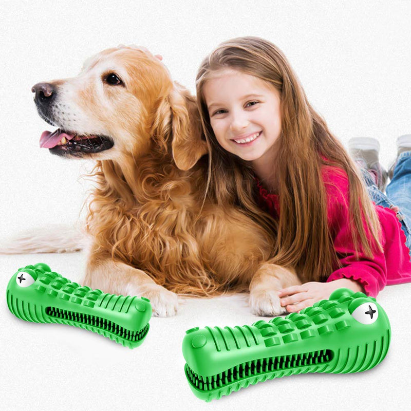 WeChip indestructible dog toy,Squeak Toys/Interactive Toys for Large Medium Breed Dog,Tough extremely Durable chewy toys,Natural Rubber Dog Brushing Stick(Green). - PawsPlanet Australia