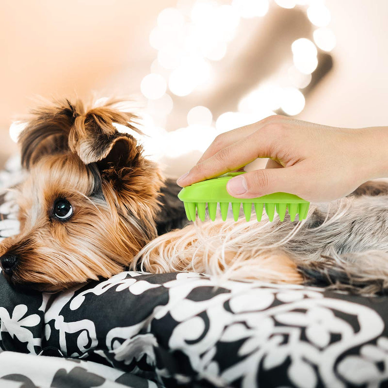 [Australia] - DYAprWu Silicone Pet Bath Brush Massage Grooming Comb for Long & Short Hair Dogs Cats Green 