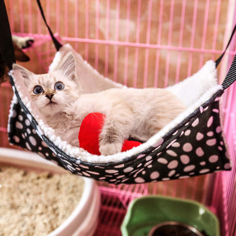 [Australia] - NOYAL 2 Pack Cat Hammock Bed Hanging Soft Pet Bed Pet Cage Hammock Heavy Duty Hammock for Puppy Kitty and Ferrets Holds Up to 20lbs Dot (2 Packs) 