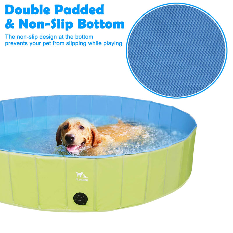 Zacro Foldable Dog Pool, Hard Plastic Dog Pool for Large Dogs Pet Paddling Bath Kids Pool Bathing Tub Swimming Pool for Dogs and Kids, 63inch x 11.8inch XXL(160x30cm) - PawsPlanet Australia