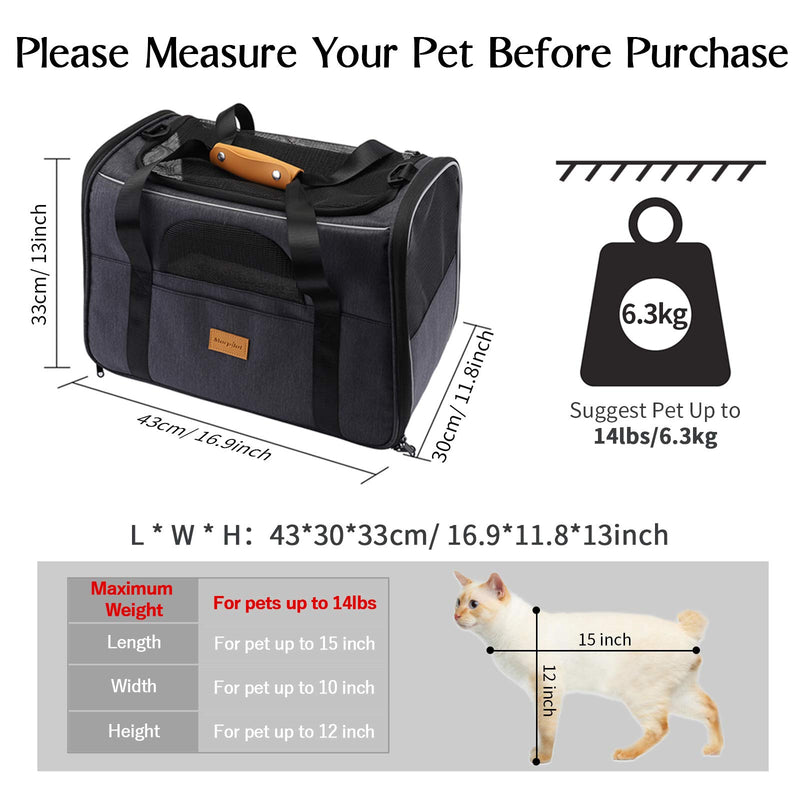 morpilot Cat Carrier, Portable Pet Carrier Bag for Cats and Small Dogs, Foldable Soft Sided Cat Transport Carrier, Airline Approved Pet Travel Carrier with Shoulder Strap, Removable Mat and Pet Bowl Medium Size - PawsPlanet Australia
