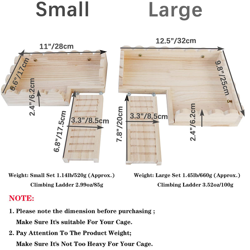 ROZKITCH Hamster Platform with Climbing Ladder, Bird Perch Cage Toy Wooden Play Gym Stand, Natural Pine Wood Tray for Chinchilla Squirrel Rabbit Guinea Pig, Birdcage Toy for Parrot Conure Parakeet L Perch Small - PawsPlanet Australia