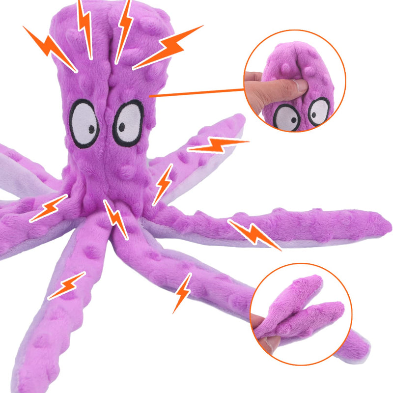 Octopus Dog Toys, No Stuffing Squeaky Dog Toys Interactive Octopus Dog Chew Toys with Crinkle Paper for Small Medium Dogs Playing and Training (Purple) Purple - PawsPlanet Australia