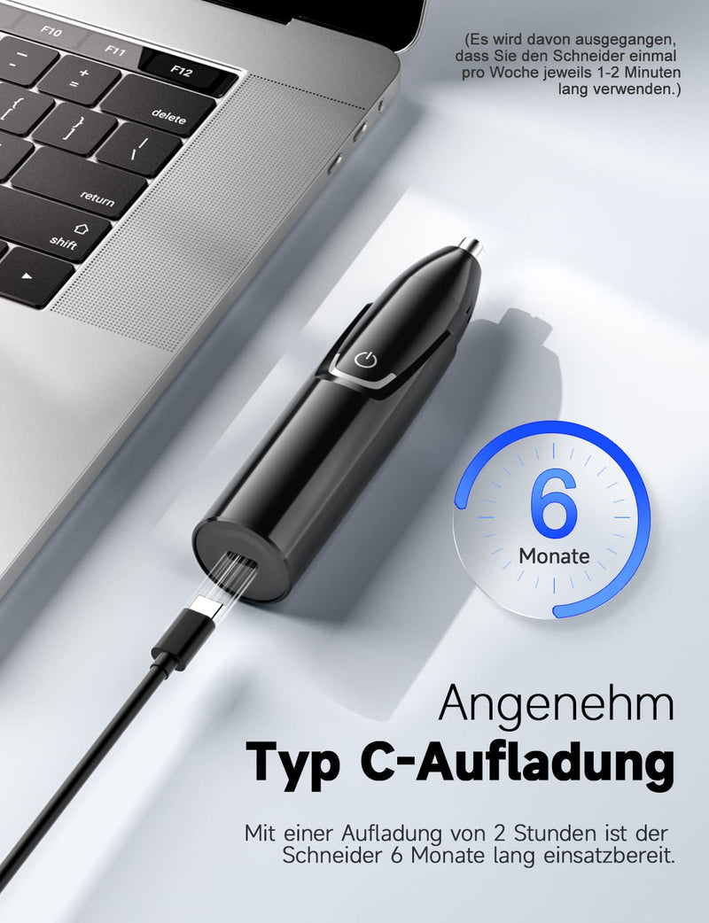USB Rechargeable Nose Hair Trimmer, Professional Pain-Free Nose Hair Trimmer, Ear Hair Trimmer with Super Quiet Technology, Double Cutting Blades, IPX7 Waterproof for Men and Women Black - PawsPlanet Australia