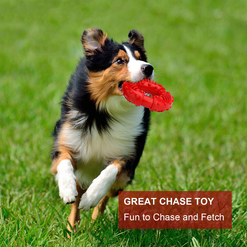 HAOPINSH Dog Chew Toy Durable for Extreme Chewers Dogs Strong Rubber Ring Interactive Large Dog Training Tough Toys for Aggressive Chewers Almost Indestructible Dog Great Gift (Red) - PawsPlanet Australia