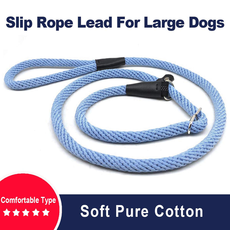 [Australia] - Mycicy Slip Lead Rope Leash for Medium and Large Dogs, 5/8" x 5Ft Soft Cotton Braided Leash, Adjustable No Pull Training Dog Leash 5/8" x 5 Ft Blue 