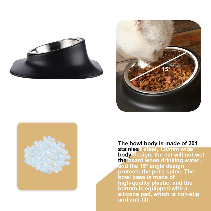 aised Cat Bowl Puppy Bowl,420ml cat bowls with stand,Stainless Steel Pet Bowl, 15° Inclined Non-slip Protect the spine Cat Food Bowl, Pet Feeding Bowl Suitable for Small Cats and Dogs Single - PawsPlanet Australia