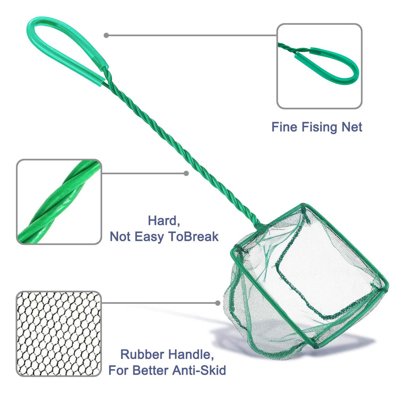 [Australia] - DSSPORT 2 PCS Aquarium Fish Nets,4 Inch Quick Catch Mesh Nylon Fishing Nets with Plastic Handle Green 
