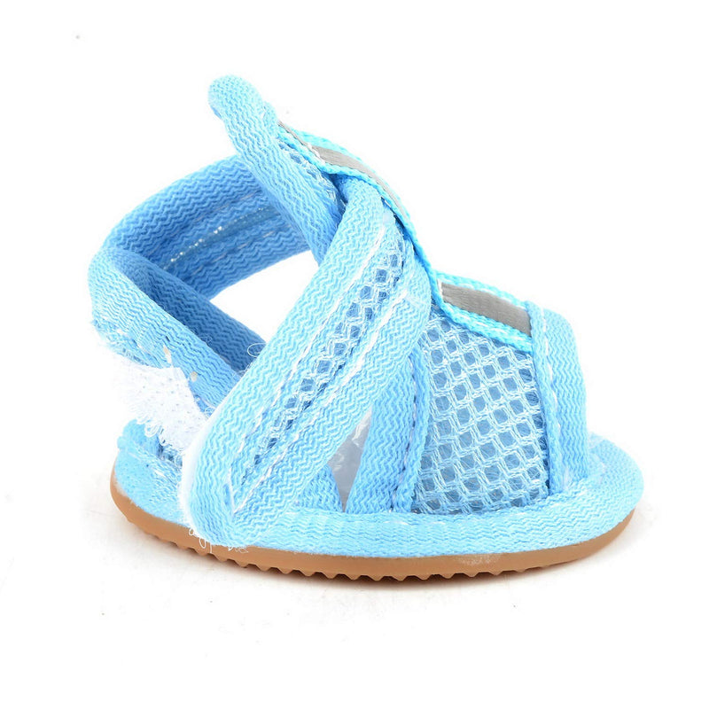 [Australia] - Zunea Summer Mesh Breathable Dog Shoes Sandals Non Slip Paw Protectors Reflective Adjustable Girls Female,for Small Pet Dog Cat Puppy (Please take a Measurement of Your Dog Before Ordering, Thanks) 1# (LxW): 1.37 * 1" blue 