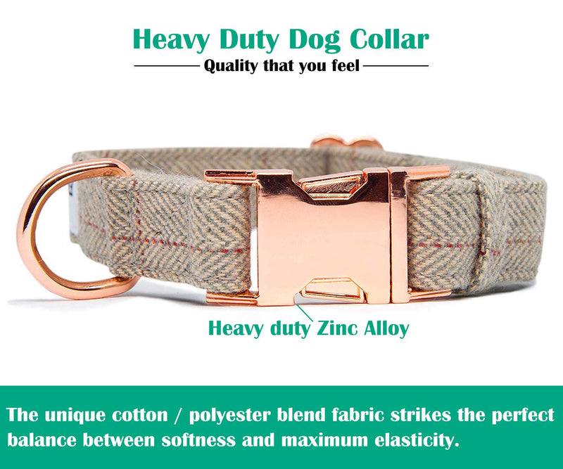 [Australia] - KUYOUGOU Heavy Duty Dog Collar and Leash (6.6'), Stylish Design with Rose Gold Set, 3 Adjustable Lengths, for Small to Large Dogs L ( 15.7''-24'' ) Beige 