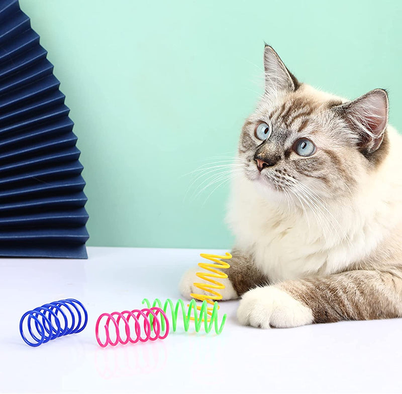 GEFIRE Pack of 40 Cat Toys Spiral 4.5 cm Cat Toys Spirals Plastic Spiral Cat Toys, Cat Toys, Interactive Cat Toys for Cats, Kittens, Pets (4 Colors) - PawsPlanet Australia