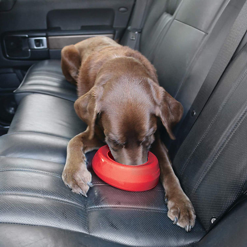 Kurgo Splash Free Wander Water Bowl, Dog Travel Bowl, Prevents Spilling, Holds 710ml, Chili Red - PawsPlanet Australia