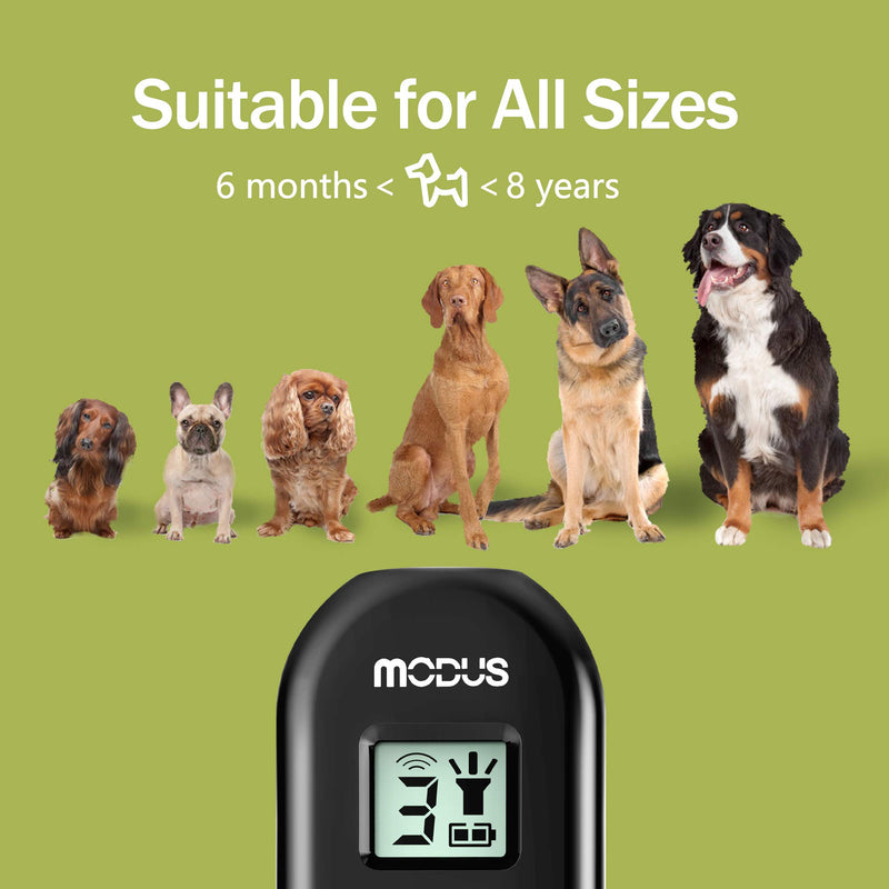 [Australia] - MODUS Anti-Barking Device, 3-in-1 Dog Training Device, 3 Ultrasonic Modes, Rechargeable Dog Barking Deterrent via USB Port, LCD Screen Display, Control Range up to 16.4 Ft, Outdoor and Indoor 