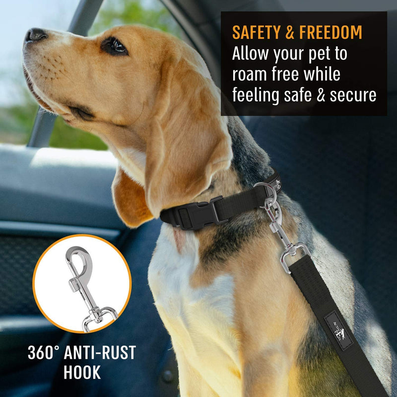 Active Pets Dog Car Harness - Dog Seatbelts for Cars, Trucks, Travel - Tether Belt for Small & Large Dogs 1 Pack Black - PawsPlanet Australia