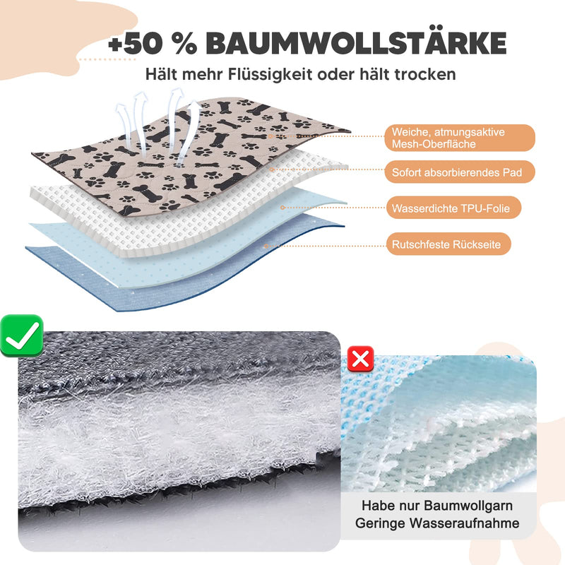 Snagle Paw Washable Pet Urine Pad, Set of 2 45*60cm Reusable Pet Training Pads, Non-Slip PIPI Pads, Quick Absorbing Puppy Pad Mat for Dogs, Guinea Pigs, Cats 45*60cm (2 PCS)-Beige - PawsPlanet Australia