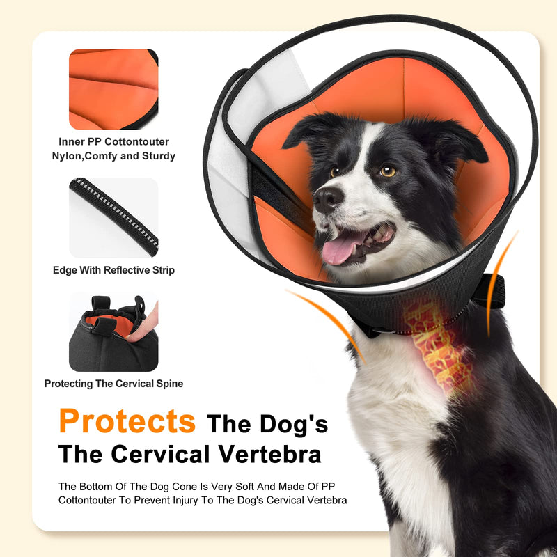 FURTIME Dog Cone for Large Medium Small Dogs Alternative After Surgery,Adjustable Dog Recovery Collar for Pets,Soft Elizabethan Collar,Prevent Licking Wounds Orange XL (Neck: 14-18.5") - PawsPlanet Australia
